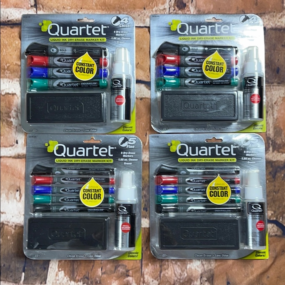 Lot of 4 Quartet Dry Erase Markers Accessory w/Kit